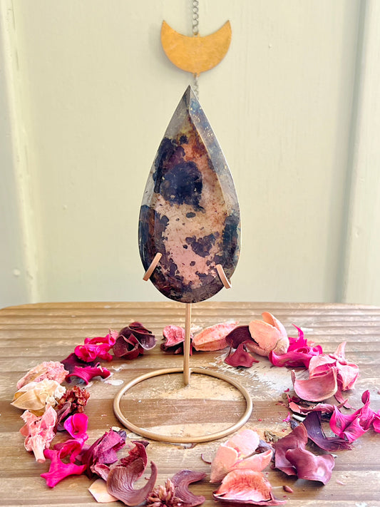 Pyrite x Golden Healer Teardrop on Stand