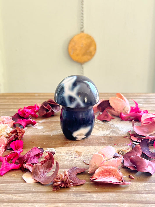 Orca Agate Mushroom Carving