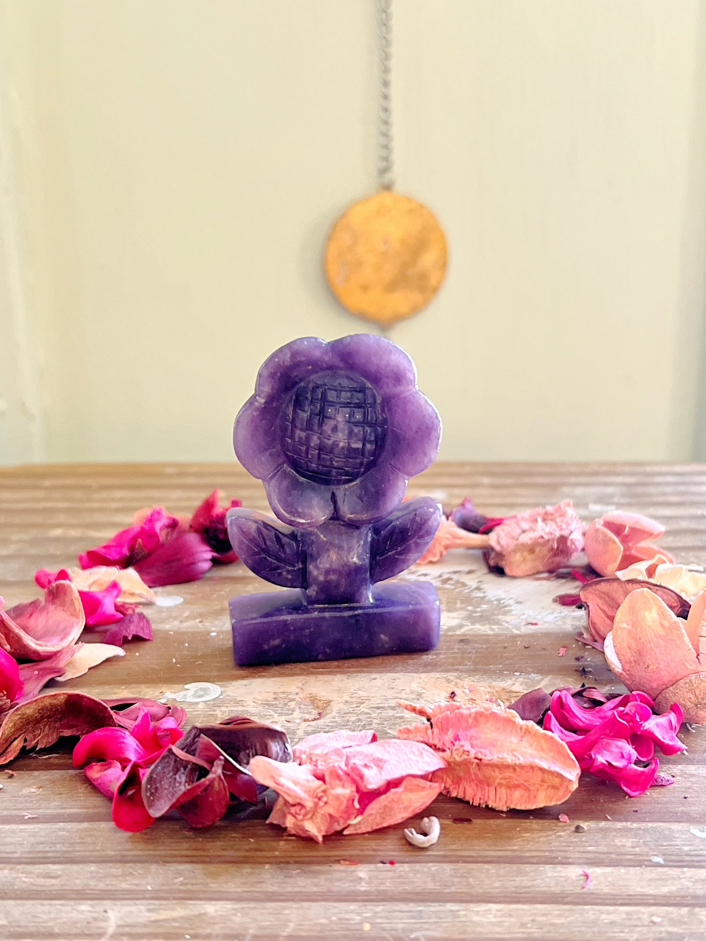 Lepidolite Sunflower Carving