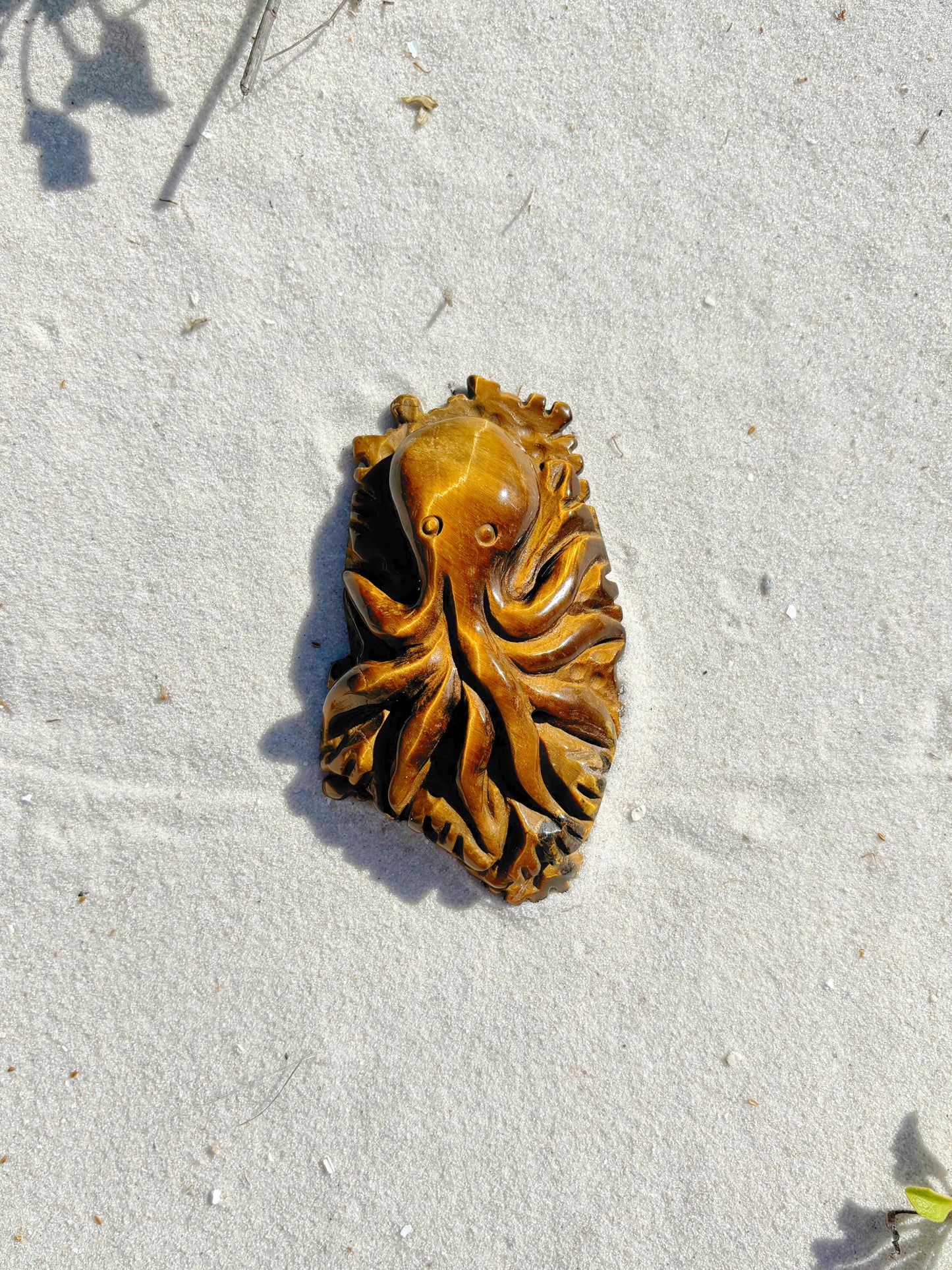 Tiger Eye Octopus Carving