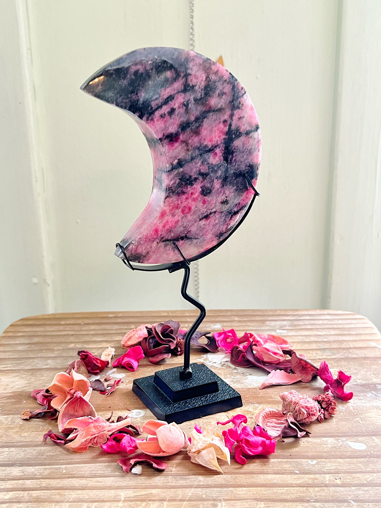 Rhodonite Moon on Stand