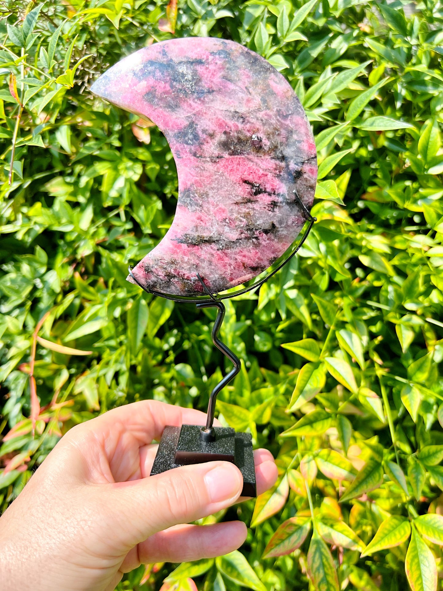 Rhodonite Moon on Stand