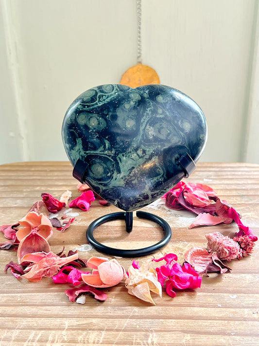 Kambaba Jasper Heart with Stand