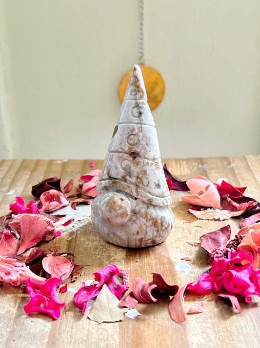 Orbicular Ocean Jasper Gnome Carving
