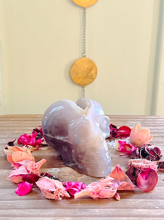 Druzy Agate Skull