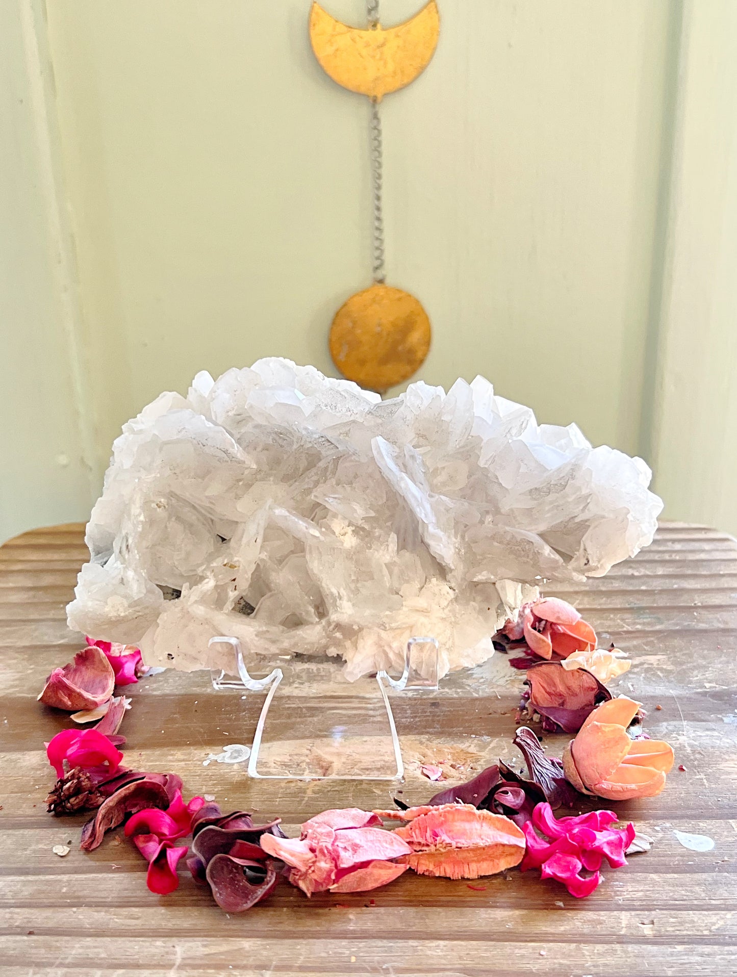 Dog Tooth Calcite x Pyrite Cluster UV REACTIVE with Stand