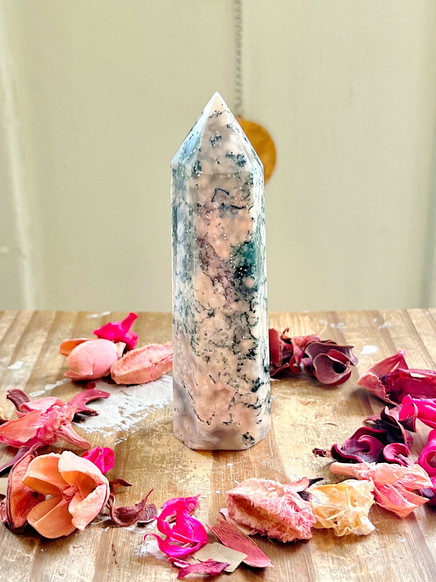 Flower Agate x Moss Agate Tower