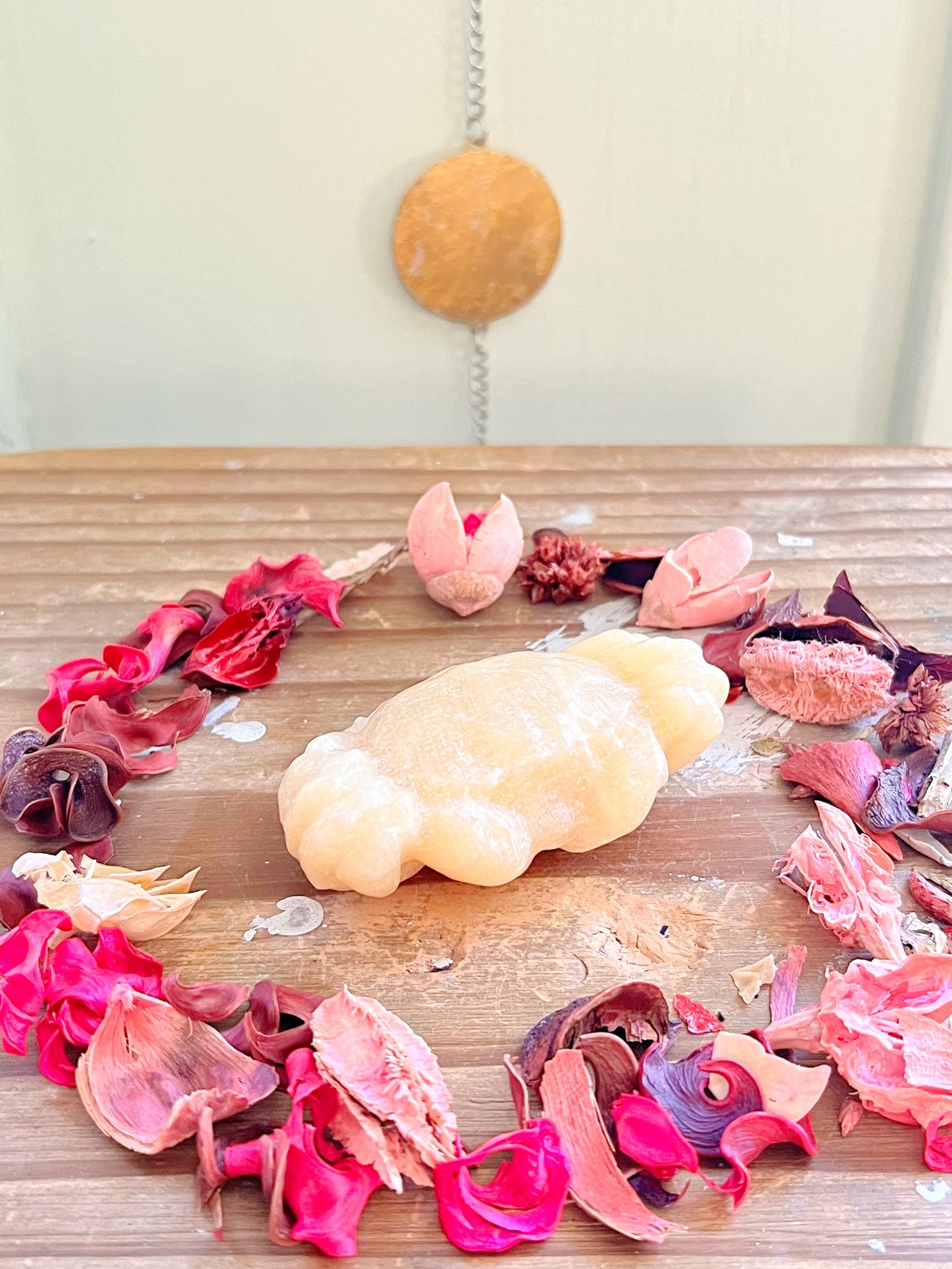 Orange Calcite Crab Carving