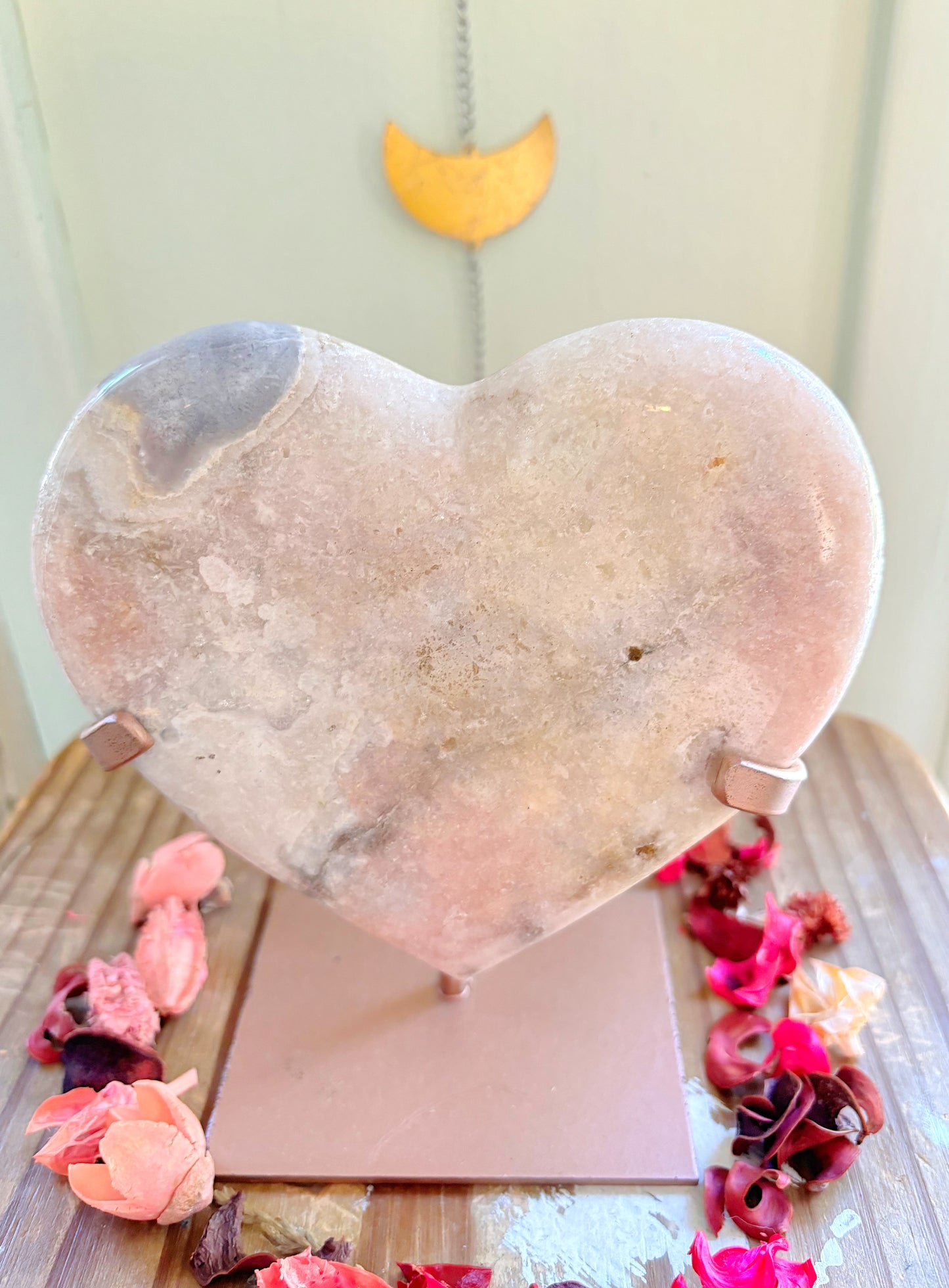 XXL Pink Amethyst Heart on Stand