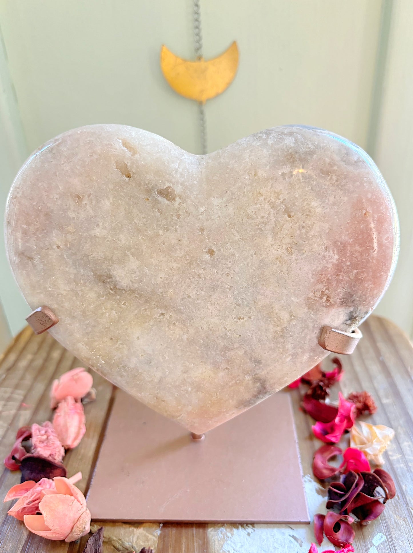 XXL Pink Amethyst Heart on Stand