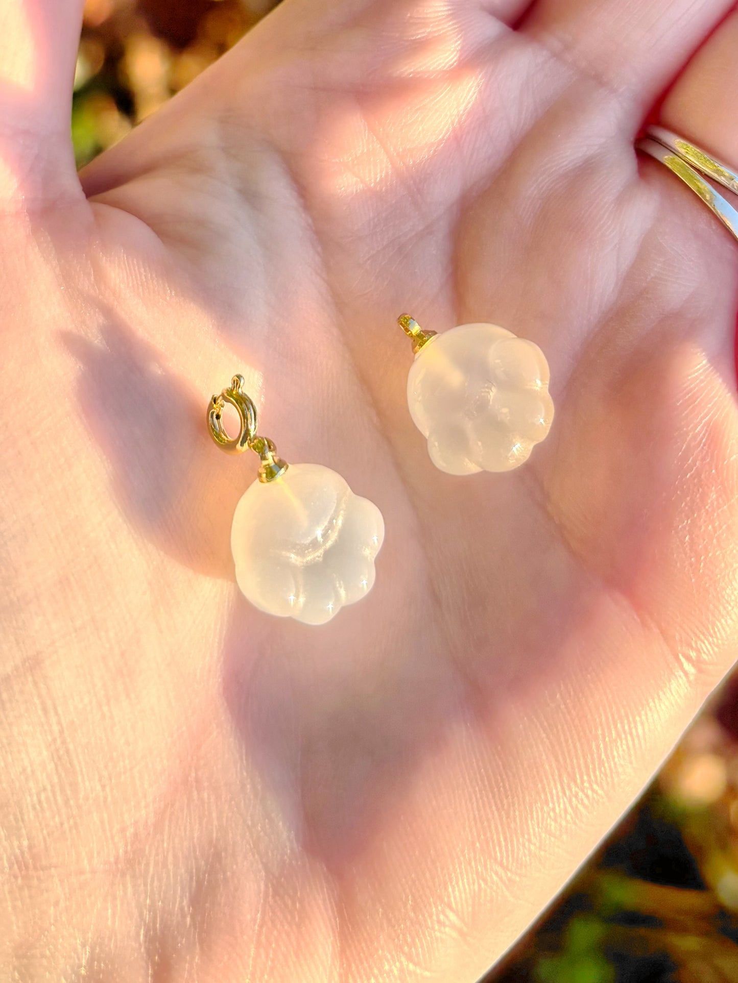 White Agate Paw Print Charms