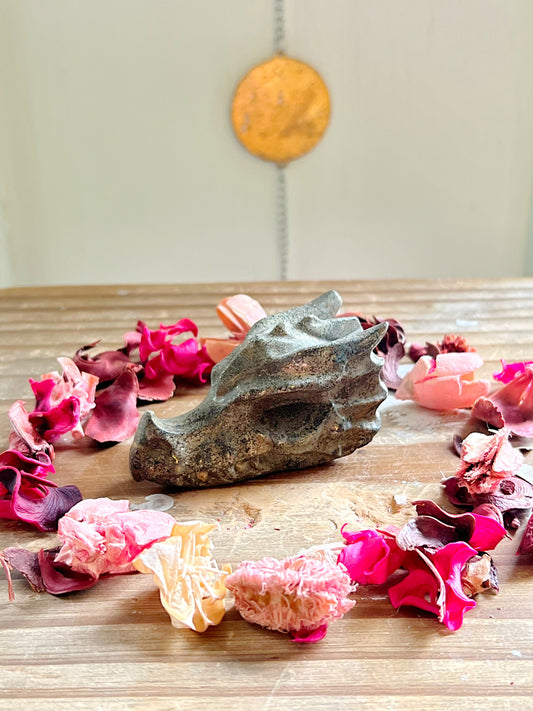 Pyrite Dragon Head Carving