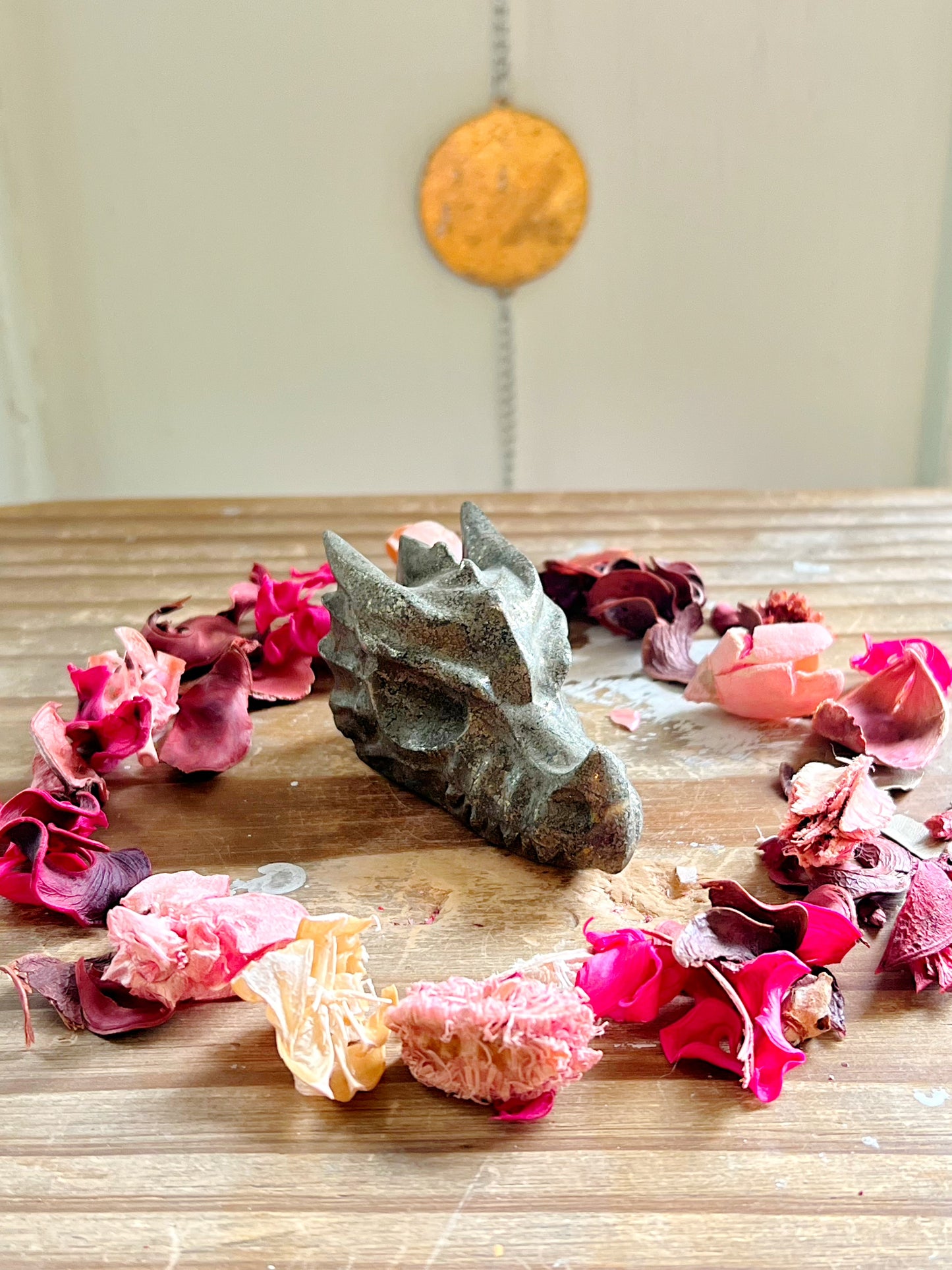 Pyrite Dragon Head Carving