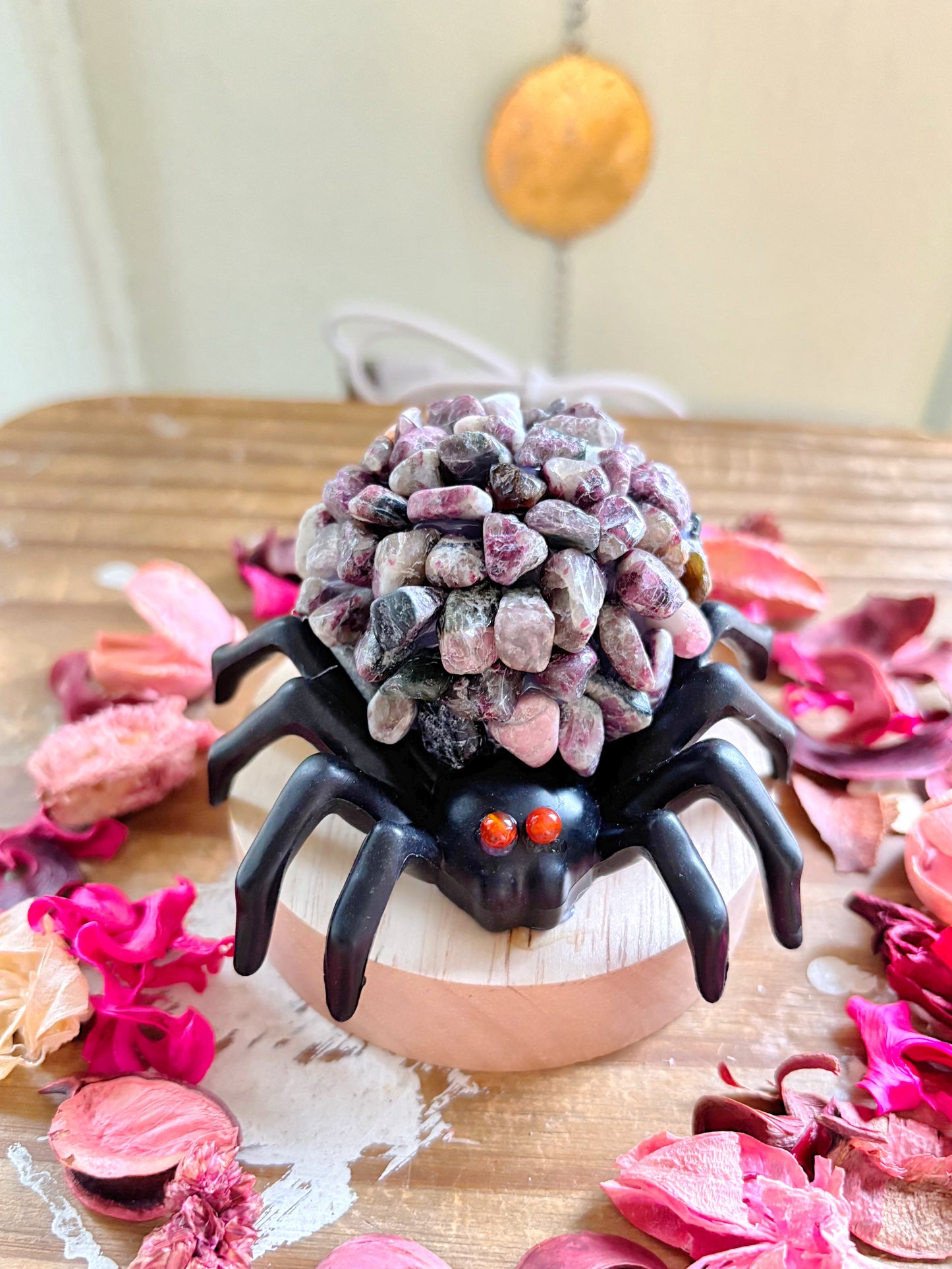 Pink Tourmaline Spider Lamp