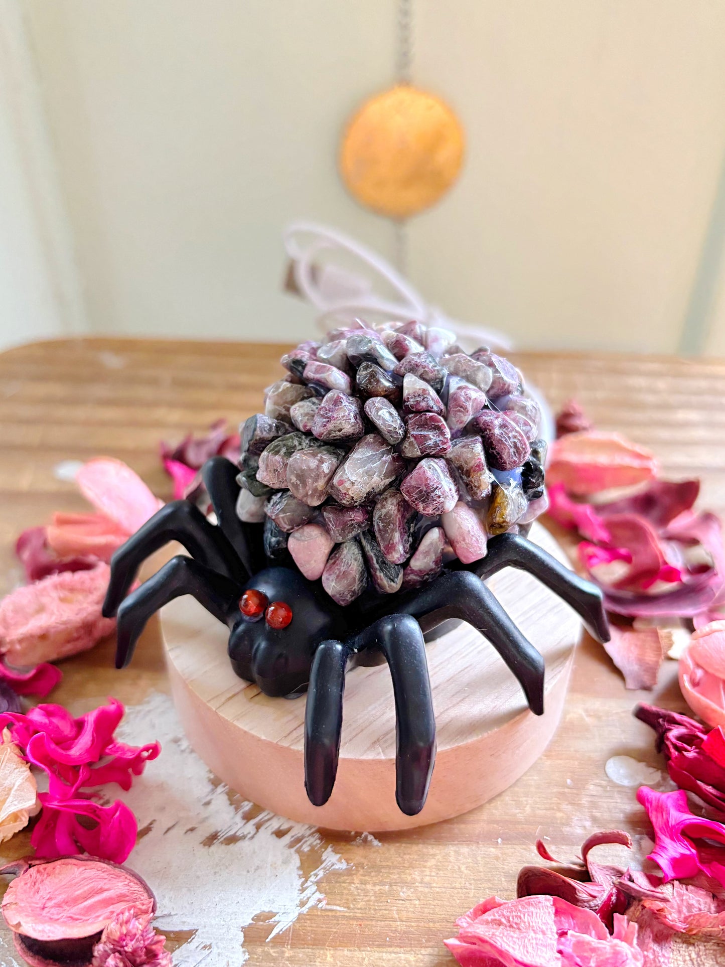 Pink Tourmaline Spider Lamp