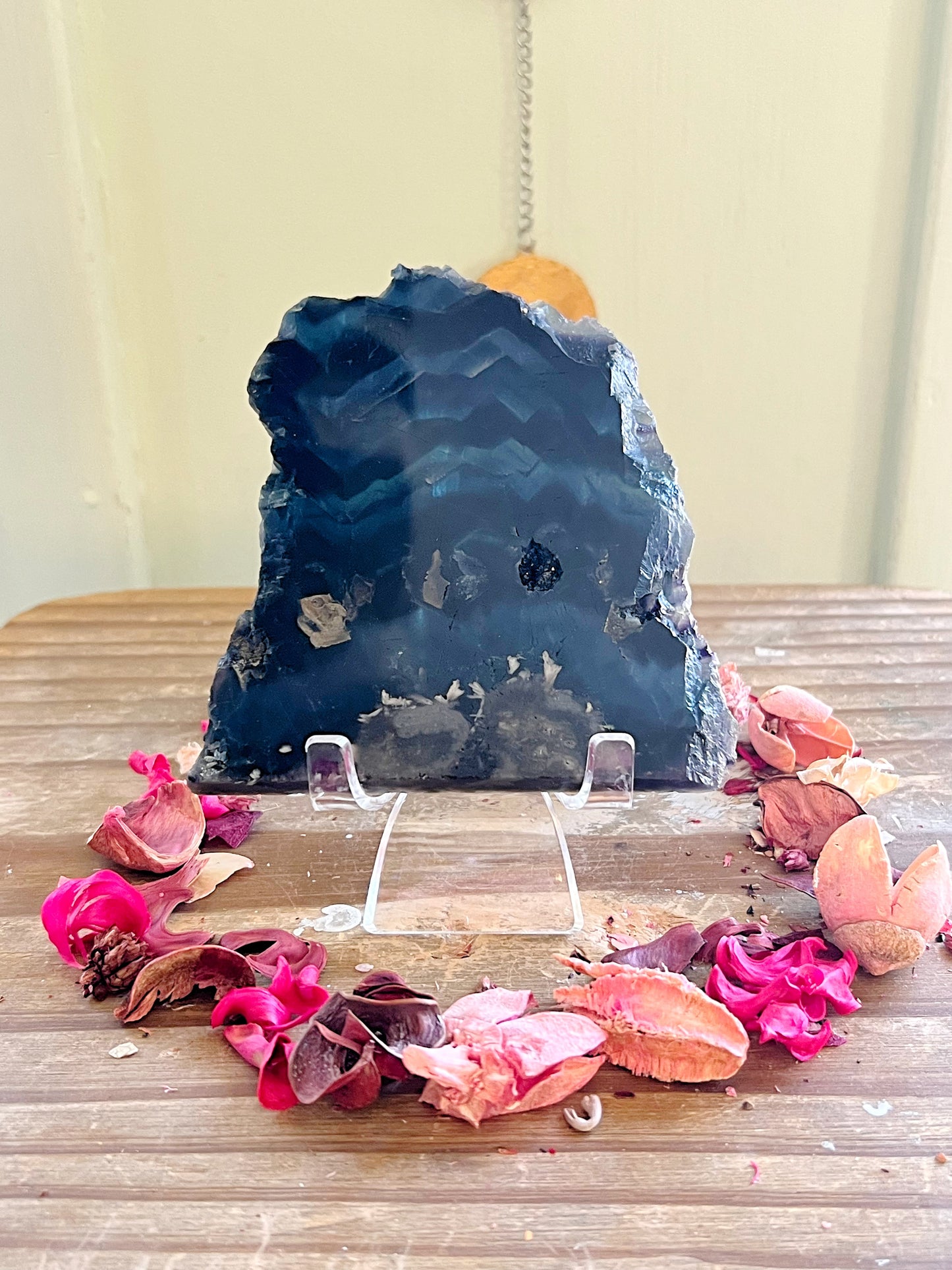 Blue Rose Fluorite Slabs on Stands UV REACTIVE