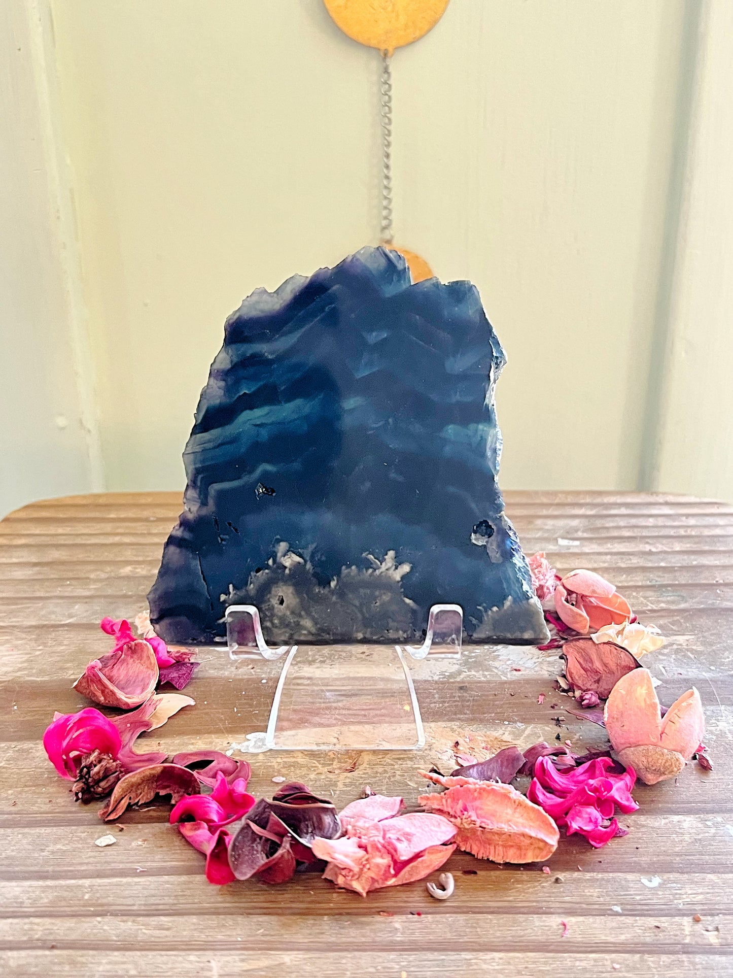 Blue Rose Fluorite Slabs on Stands UV REACTIVE