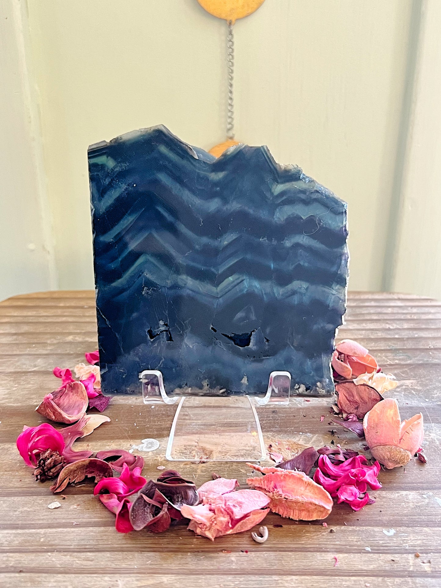 Blue Rose Fluorite Slabs on Stands UV REACTIVE