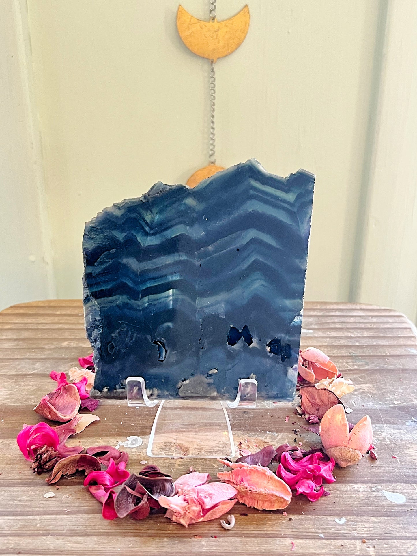 Blue Rose Fluorite Slabs on Stands UV REACTIVE