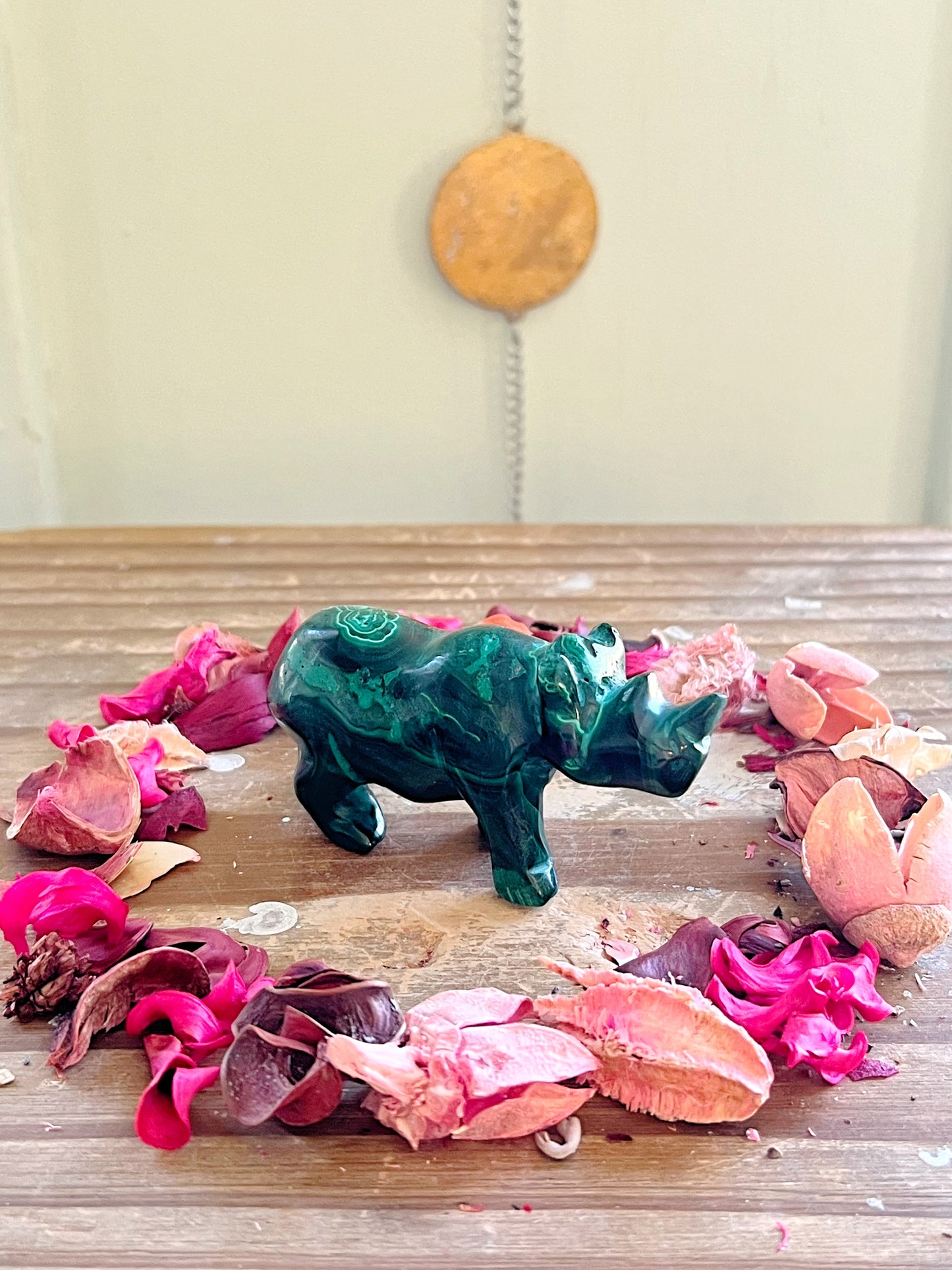 Malachite Rhino Carving