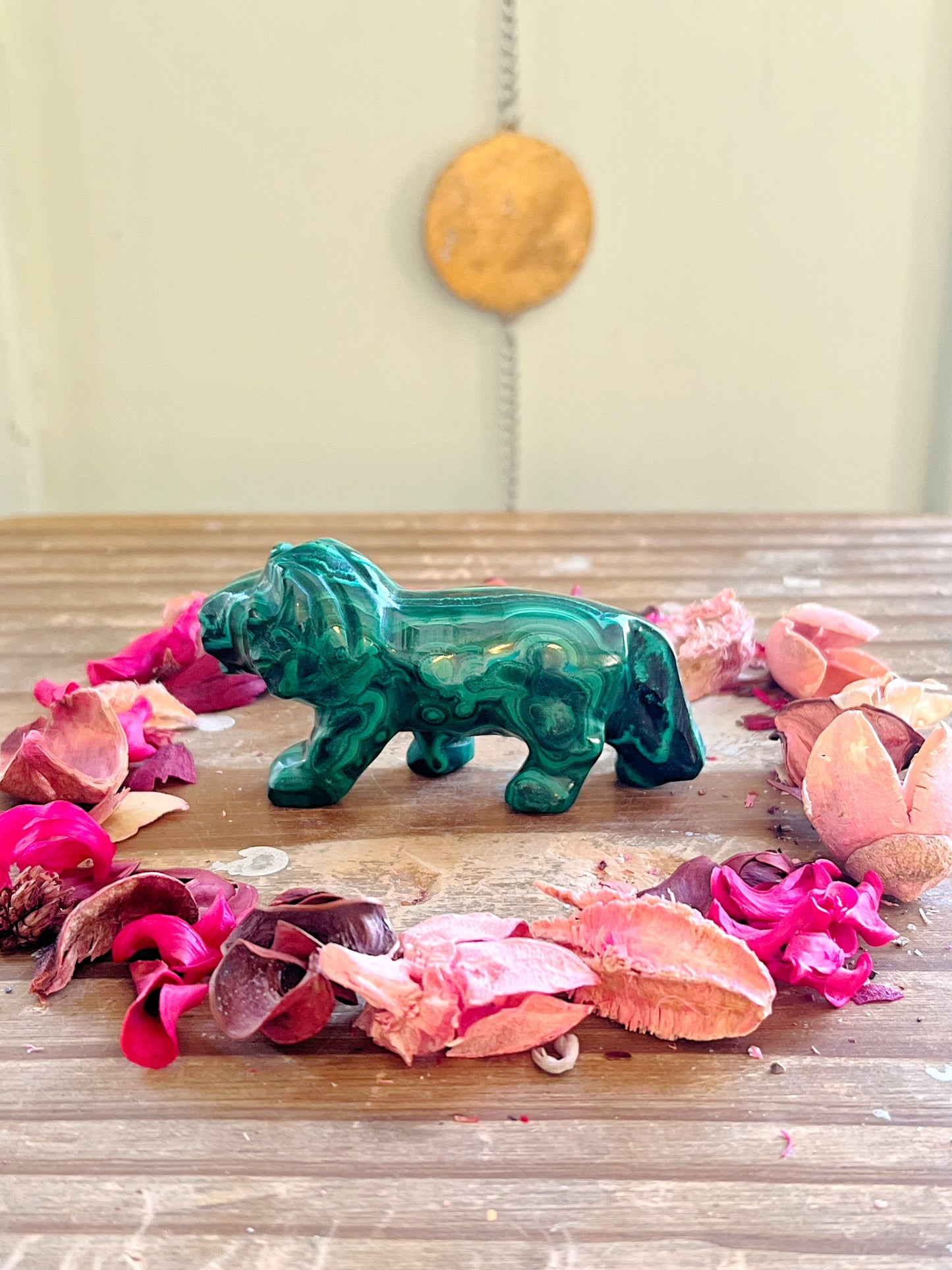 Malachite x Chrysocolla Lion Carving