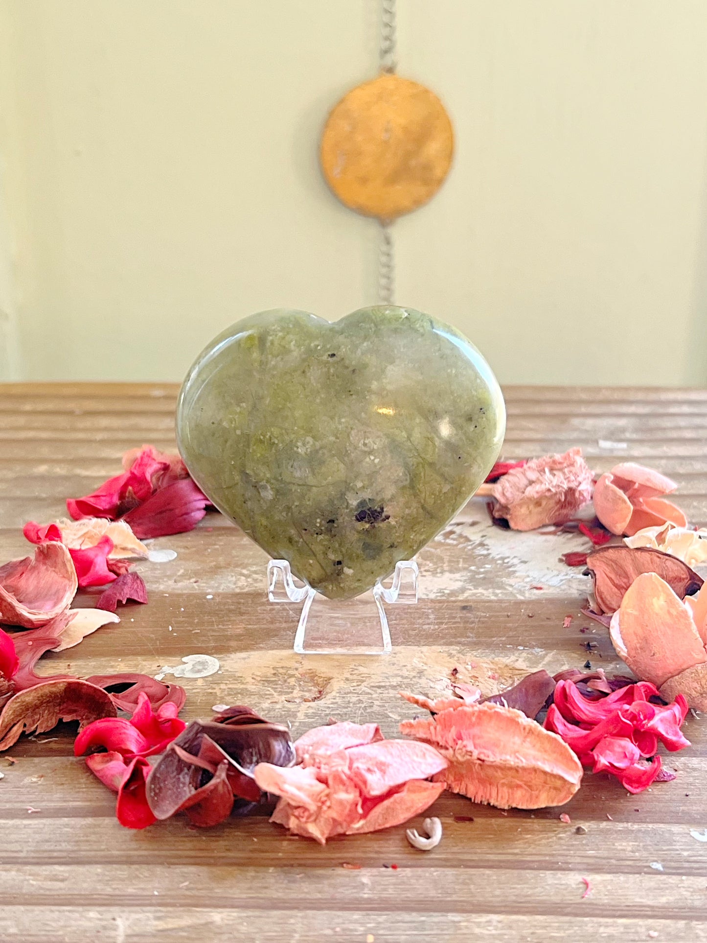 Green Opal Hearts on Stands