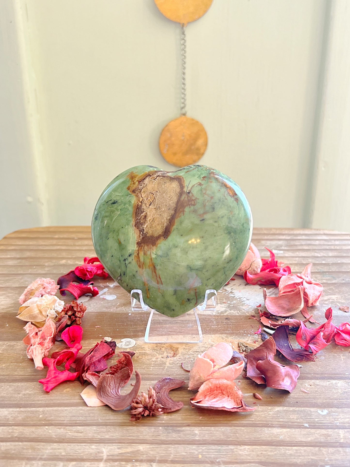 Green Opal Hearts on Stands