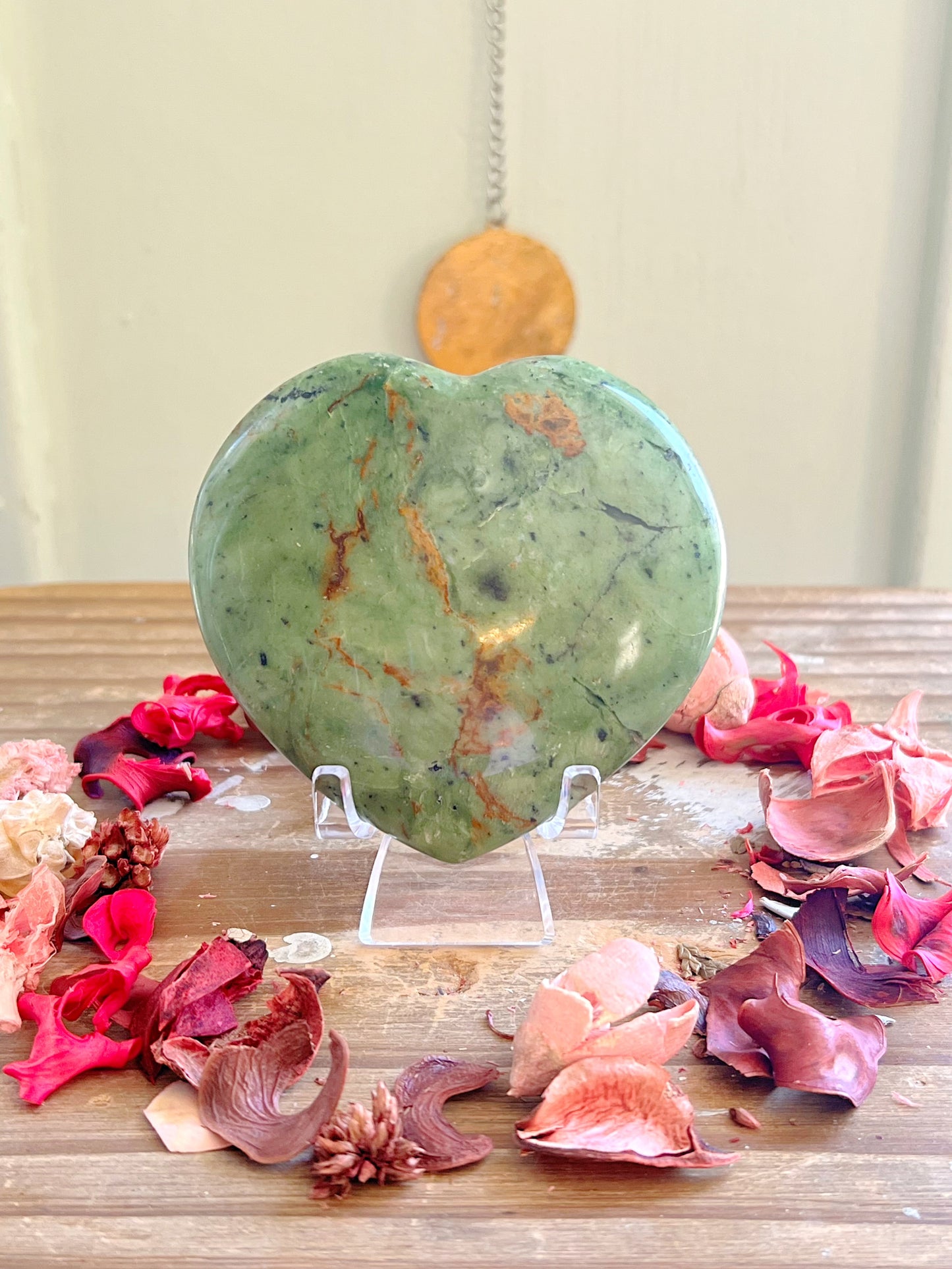 Green Opal Hearts on Stands