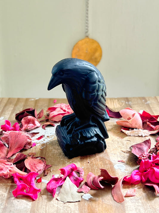 Obsidian Raven Carving
