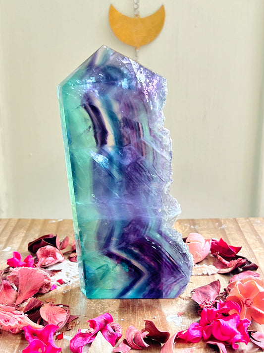 Fluorite Half-Polished Tower