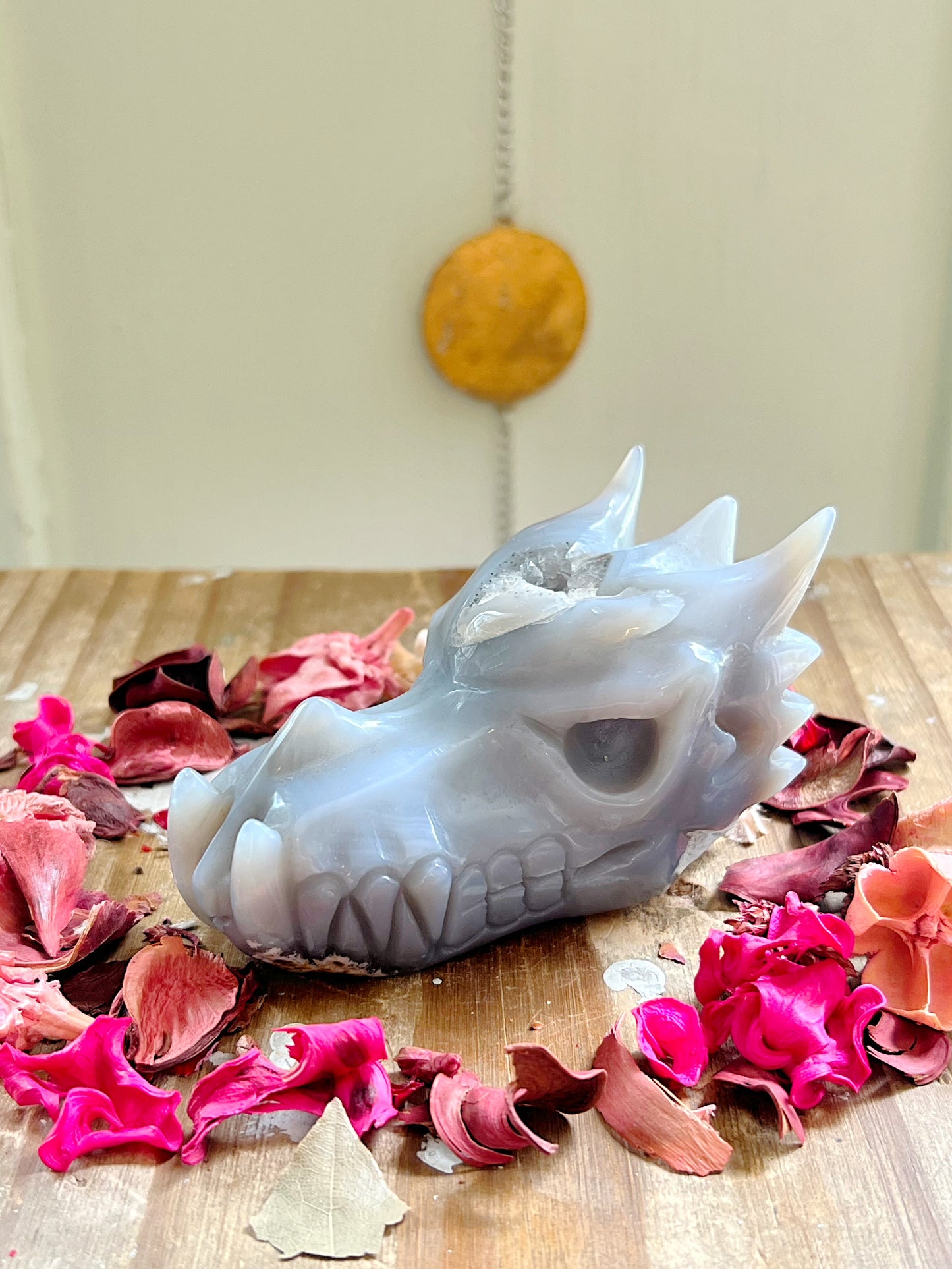 Druzy Agate Dragon Head Carving