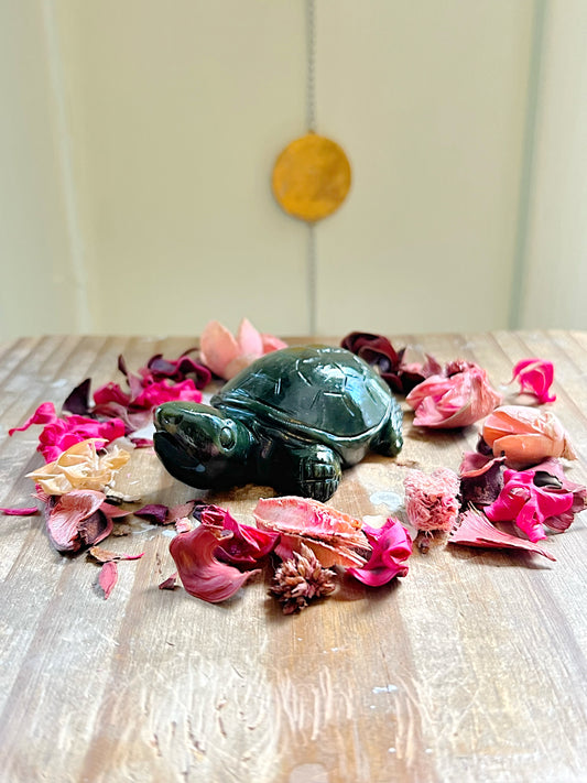 Green Jade Turtle Carving