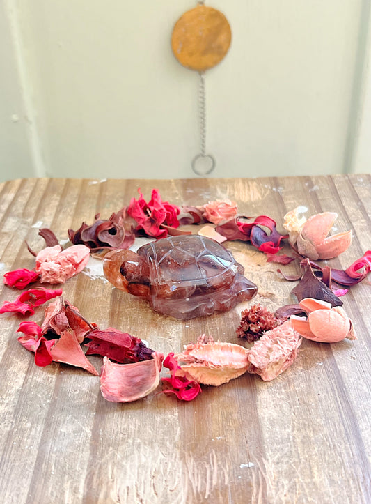 Fire Quartz Sea Turtle Carving