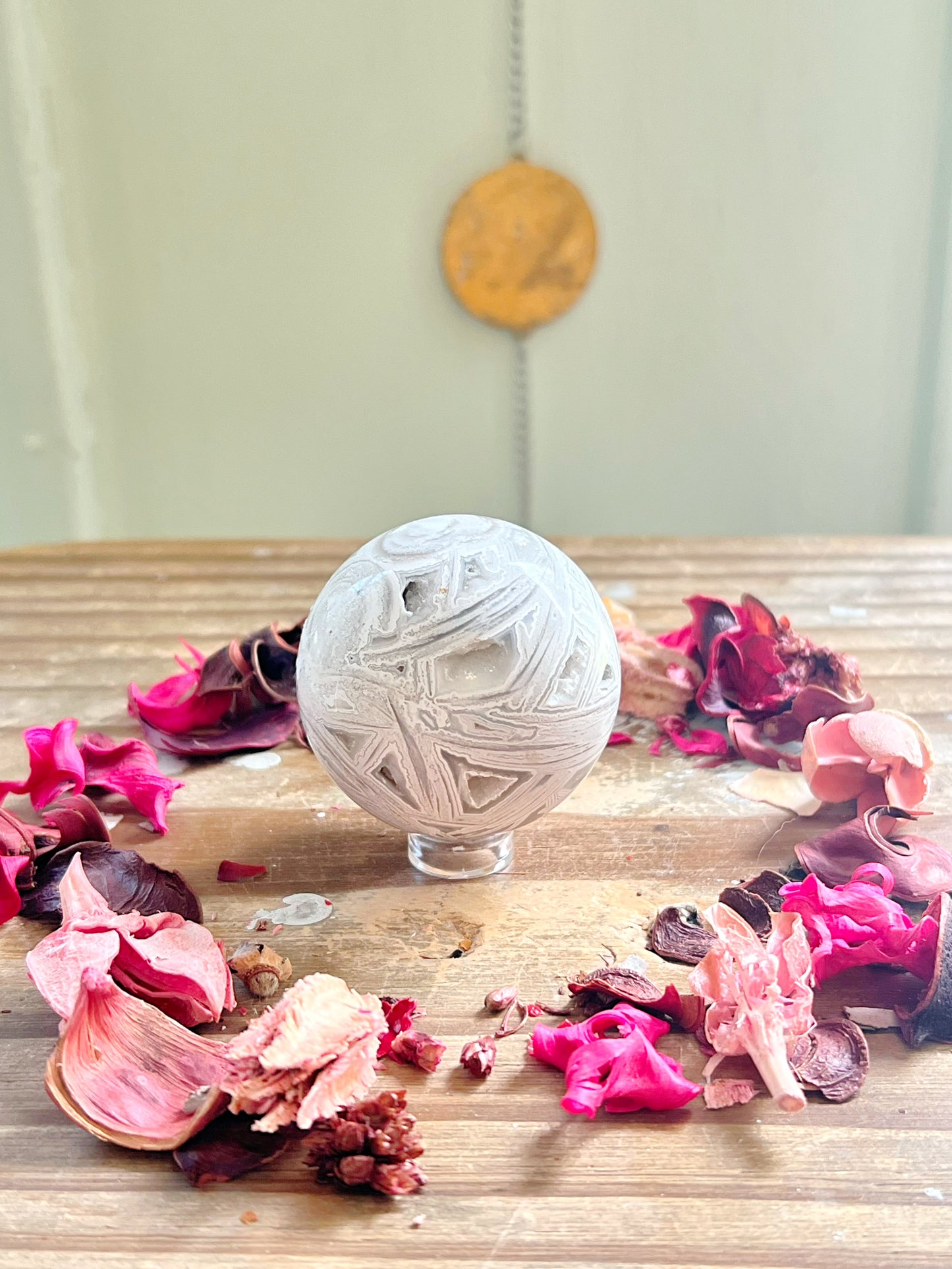 White Mexican Lace Agate Sphere