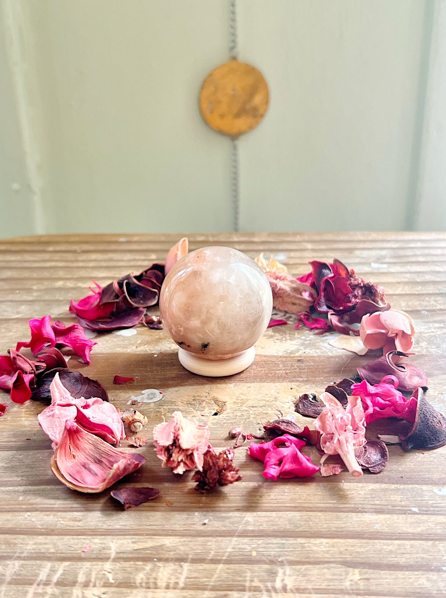 Moonstone x Fire Quartz Sphere