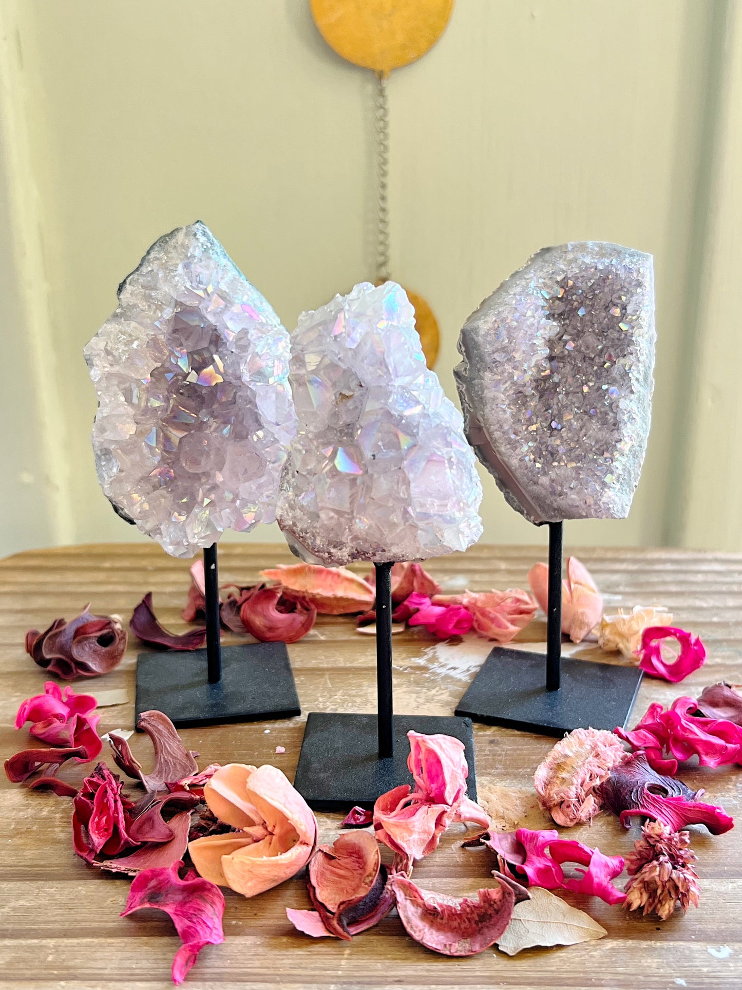 Angel Aura Quartz Clusters on Stands