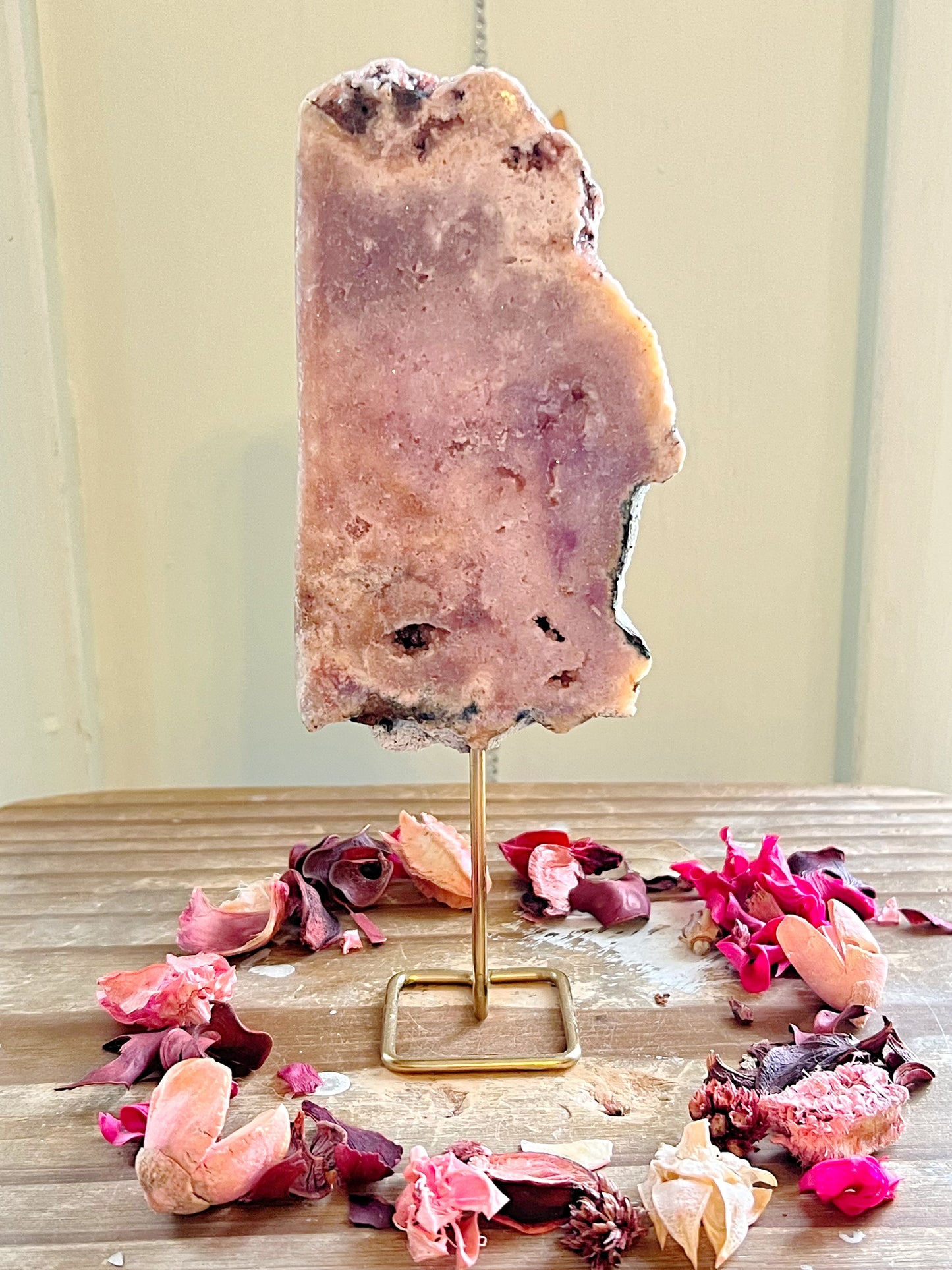 Druzy Pink Amethyst Slab on Stand