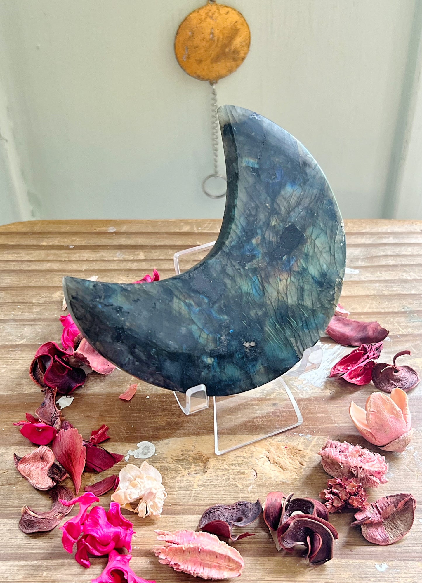 Labradorite Moon with Stand