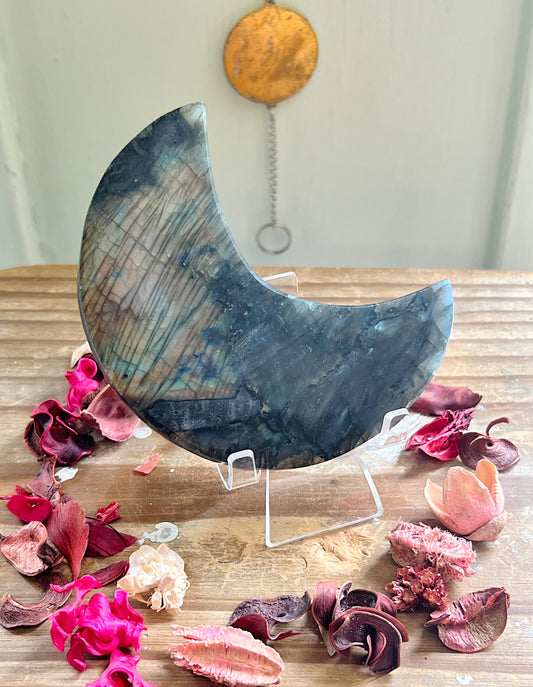 Labradorite Moon with Stand