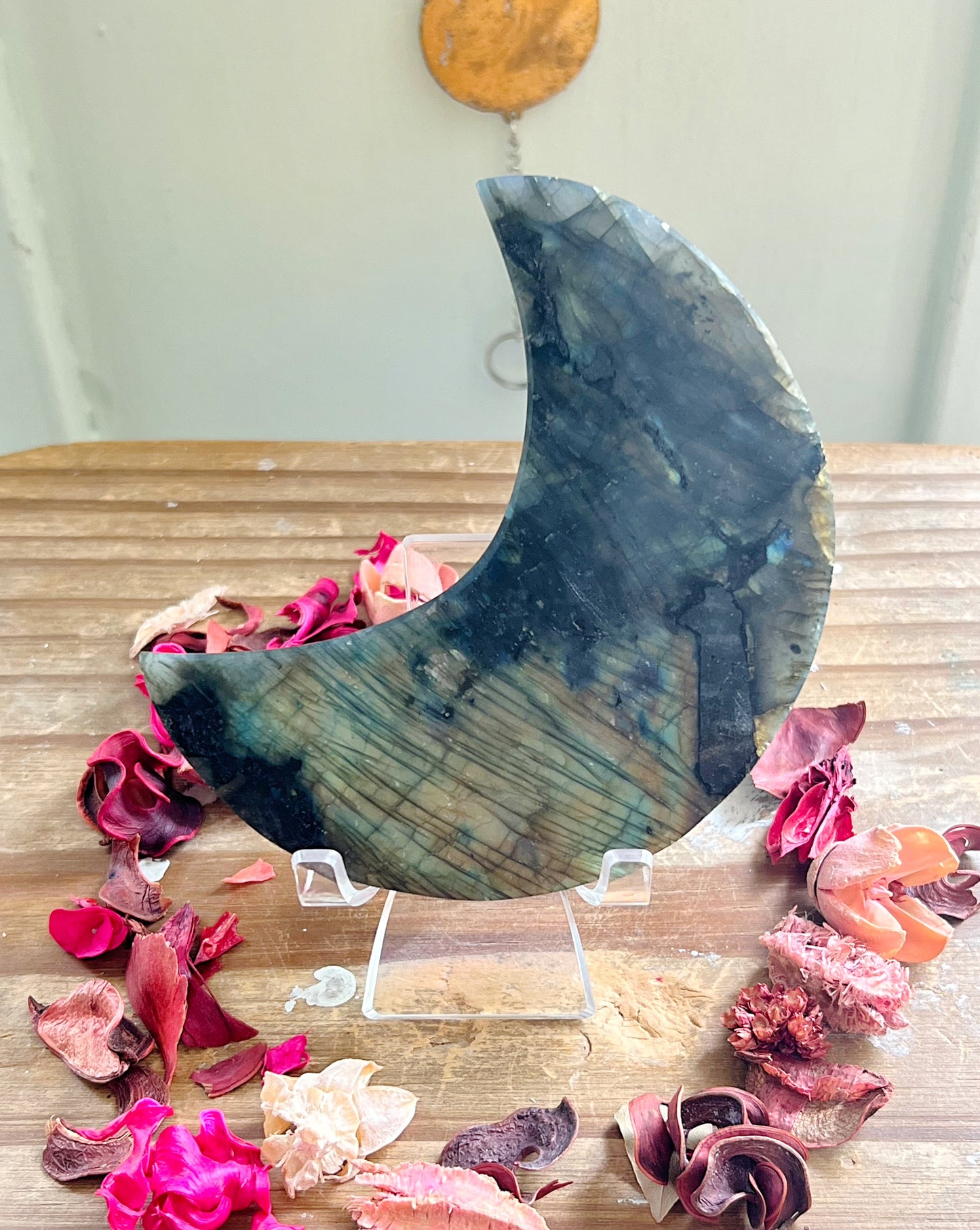 Labradorite Moon with Stand