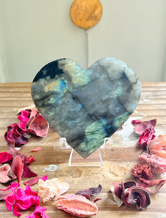 Labradorite Heart with Stand