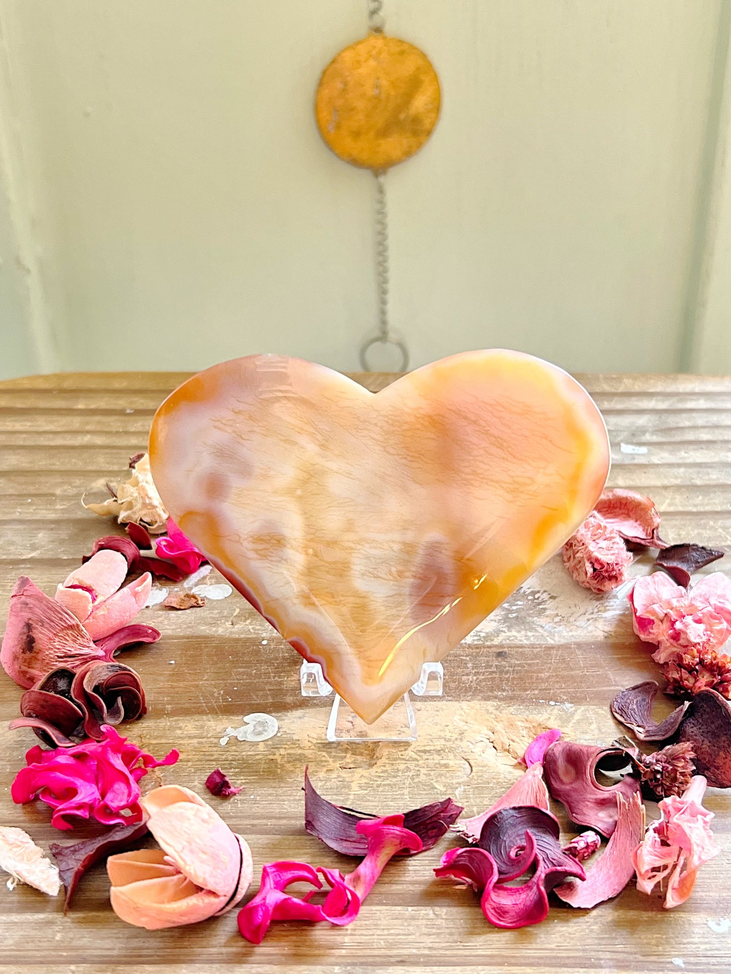 Red Banded Agate Hearts with Stands