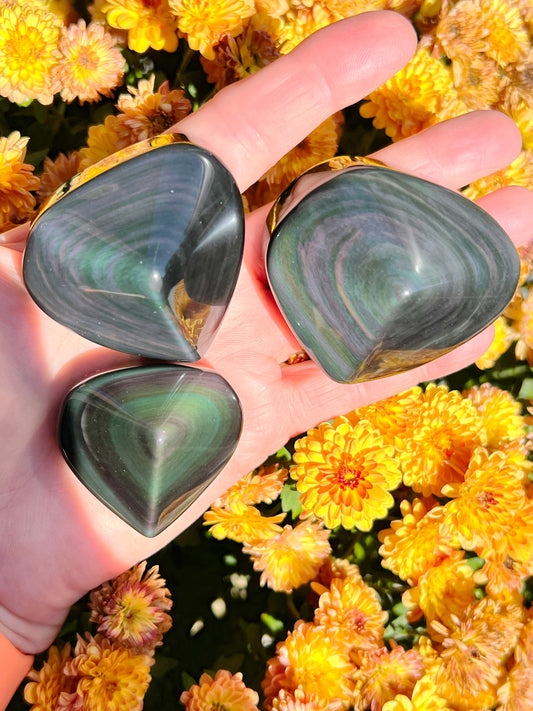 Rainbow Obsidian Hearts