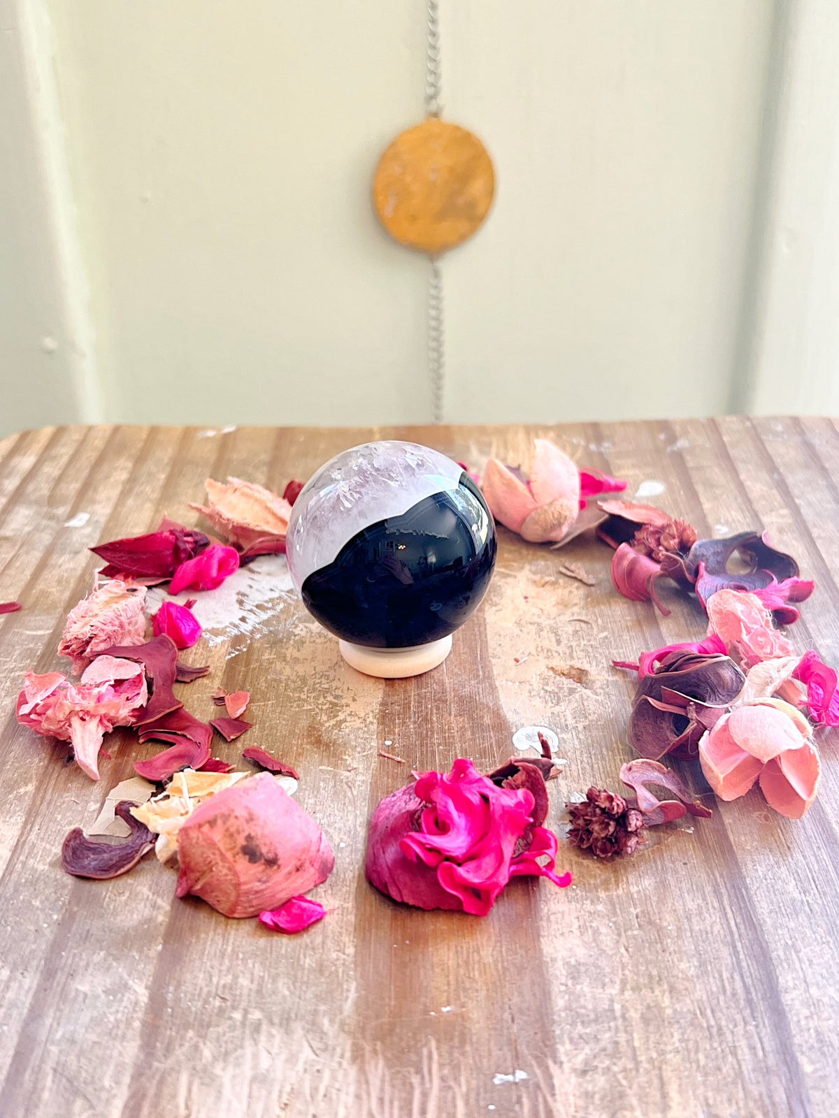 Amethyst x Black Agate Sphere