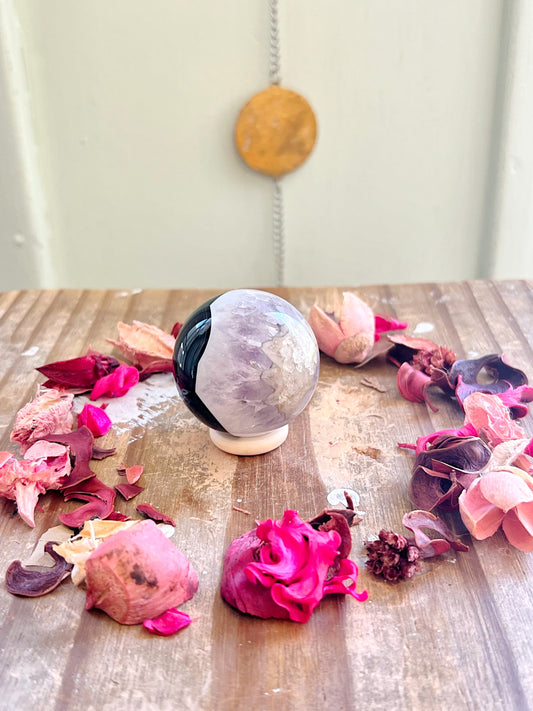 Amethyst x Black Agate Sphere
