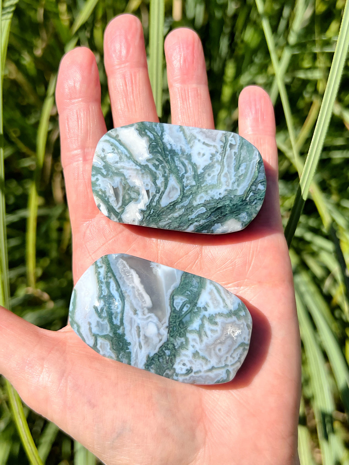 Moss Agate Palm Stones