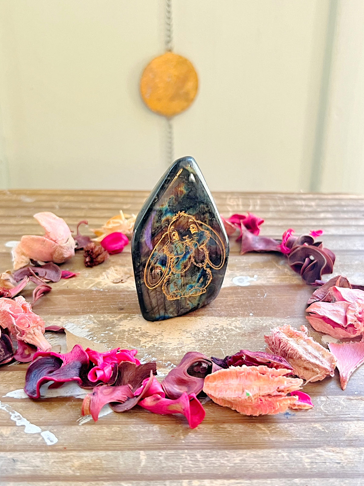 Labradorite Freeform with Bunny Rabbit