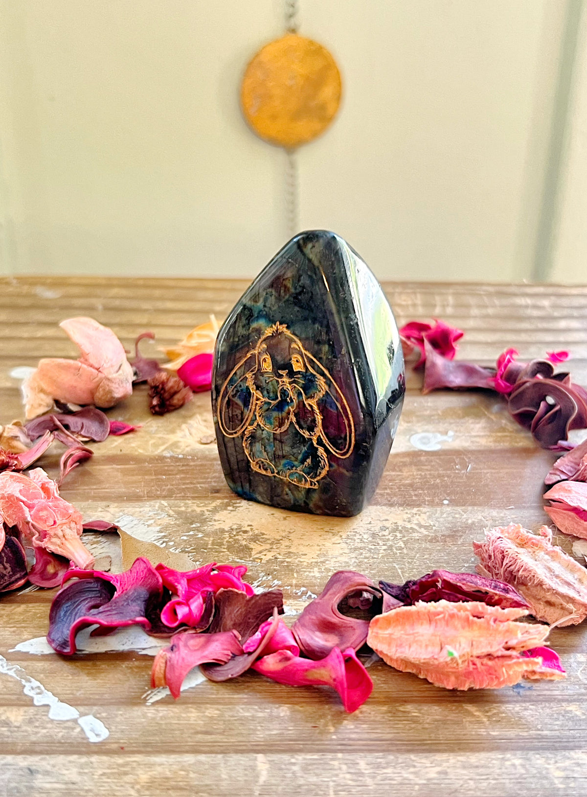 Labradorite Freeform with Bunny Rabbit