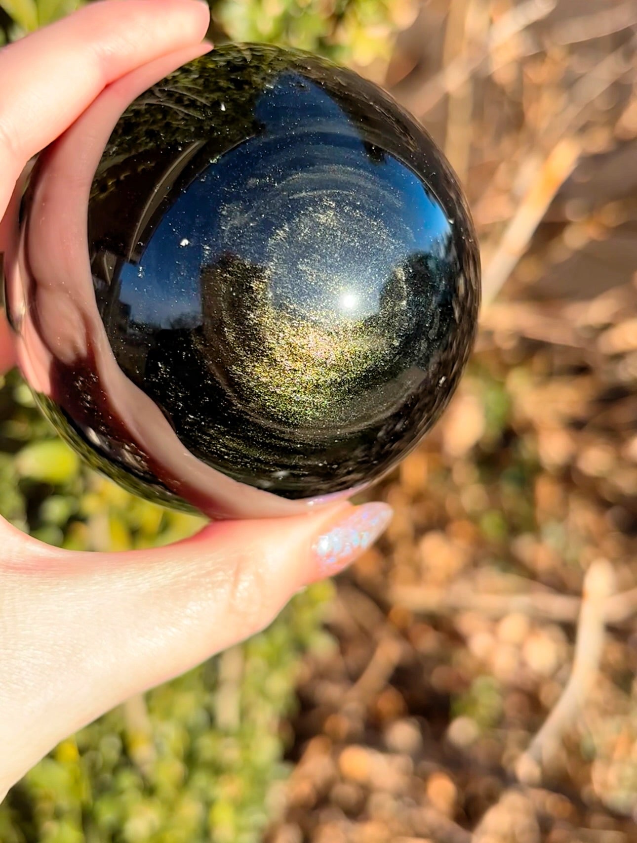 Large Gold Sheen Obsidian Sphere