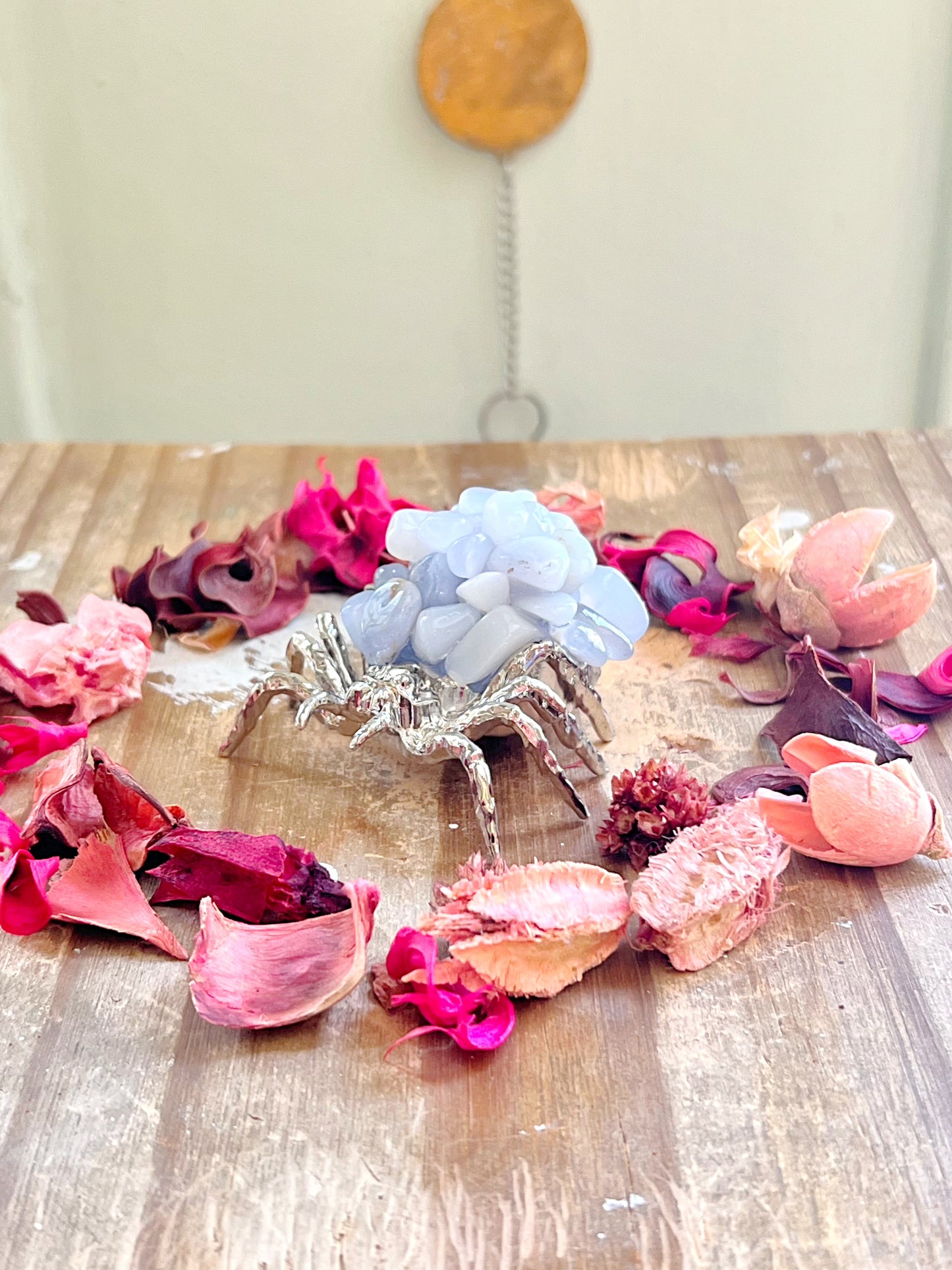 Blue Lace Agate Spider Carving
